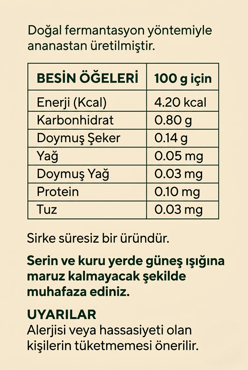 Ananas Sirkesi İçindekiler Ananas Sirkesi İçindekiler
