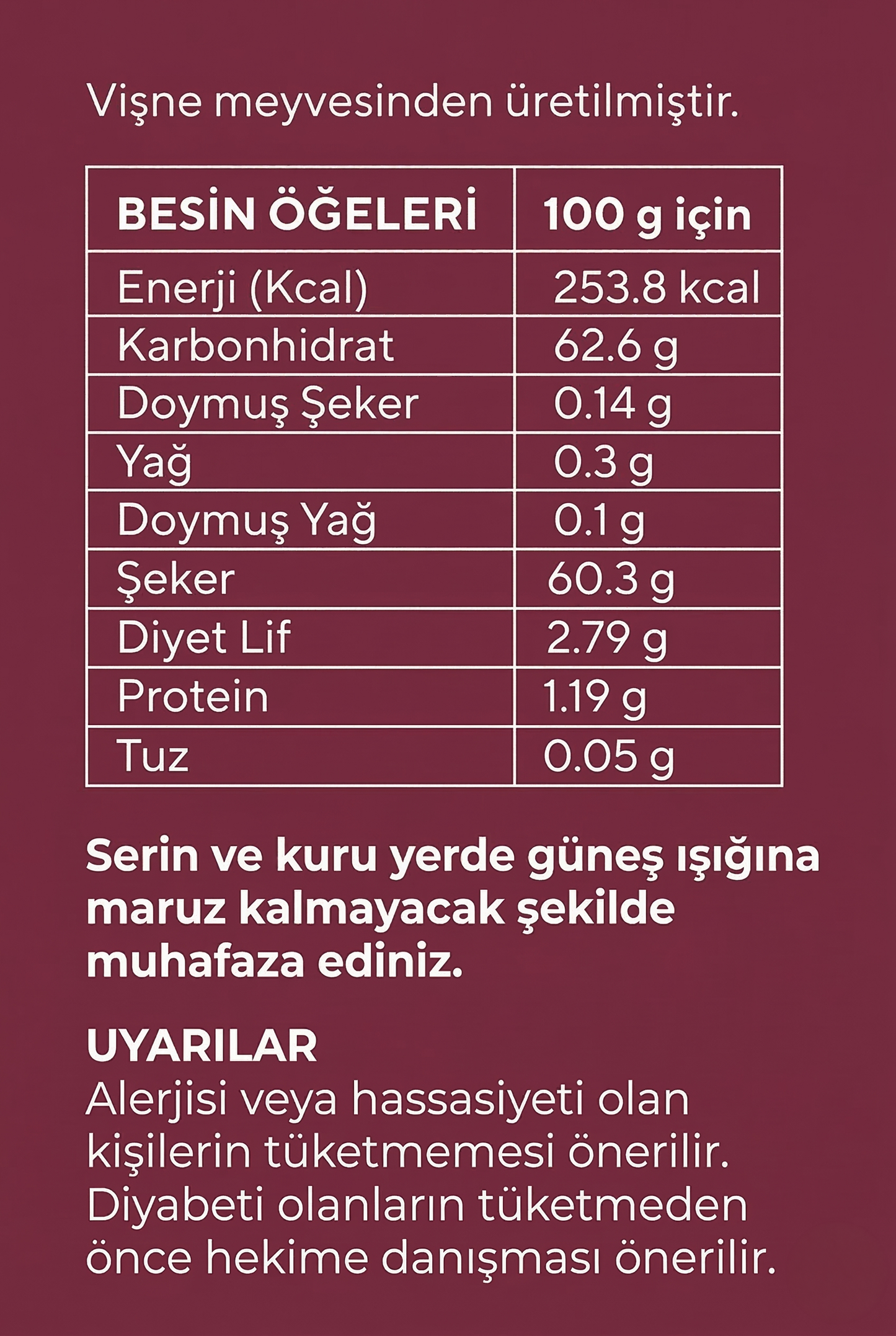 Vişne Özü İçindekiler Vişne Özü İçindekiler