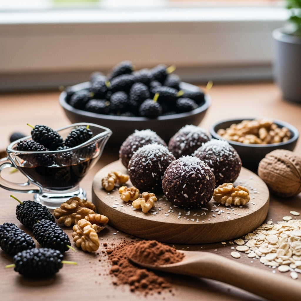 Sağlıklı Karadut Özlü Fit Tatlı Topları