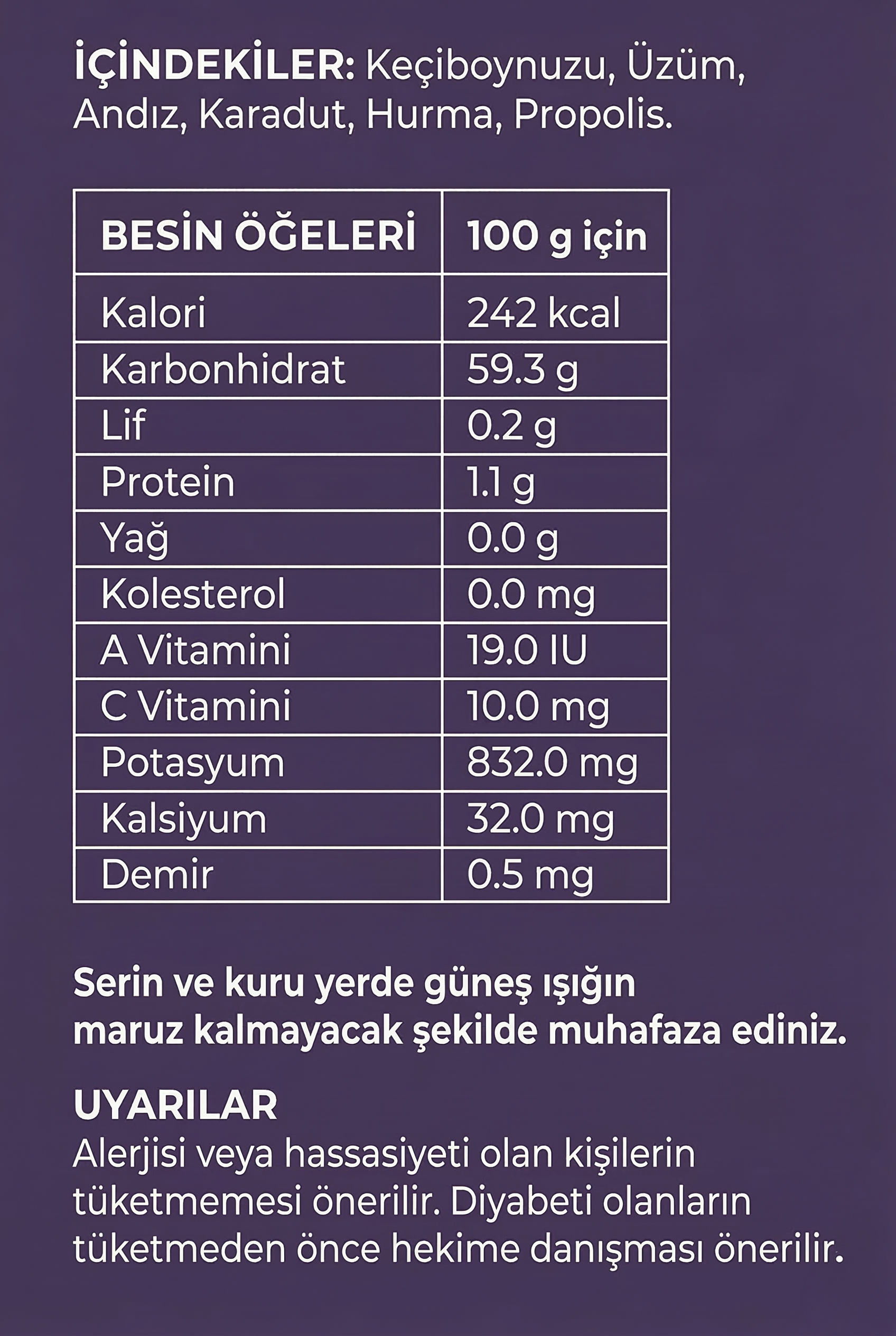 6lı Mix Pekmez İçindekiler