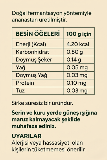 Ananas Sirkesi İçindekiler