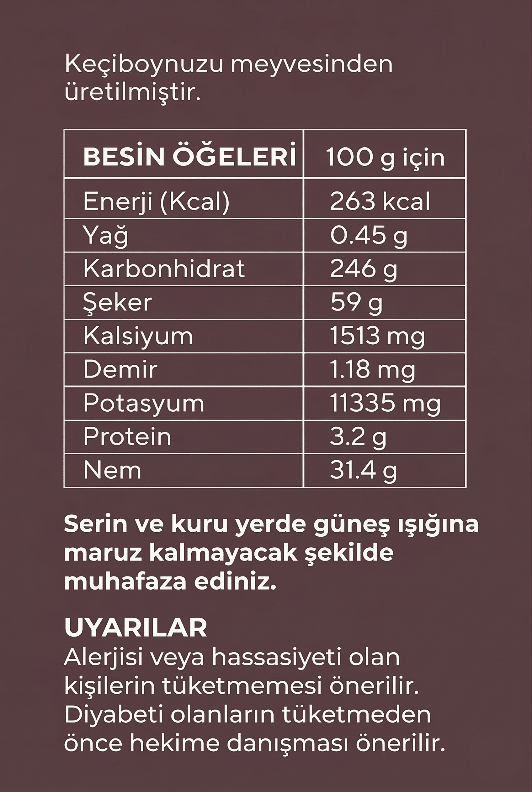 Keçiboynuzu Özü İçindekiler