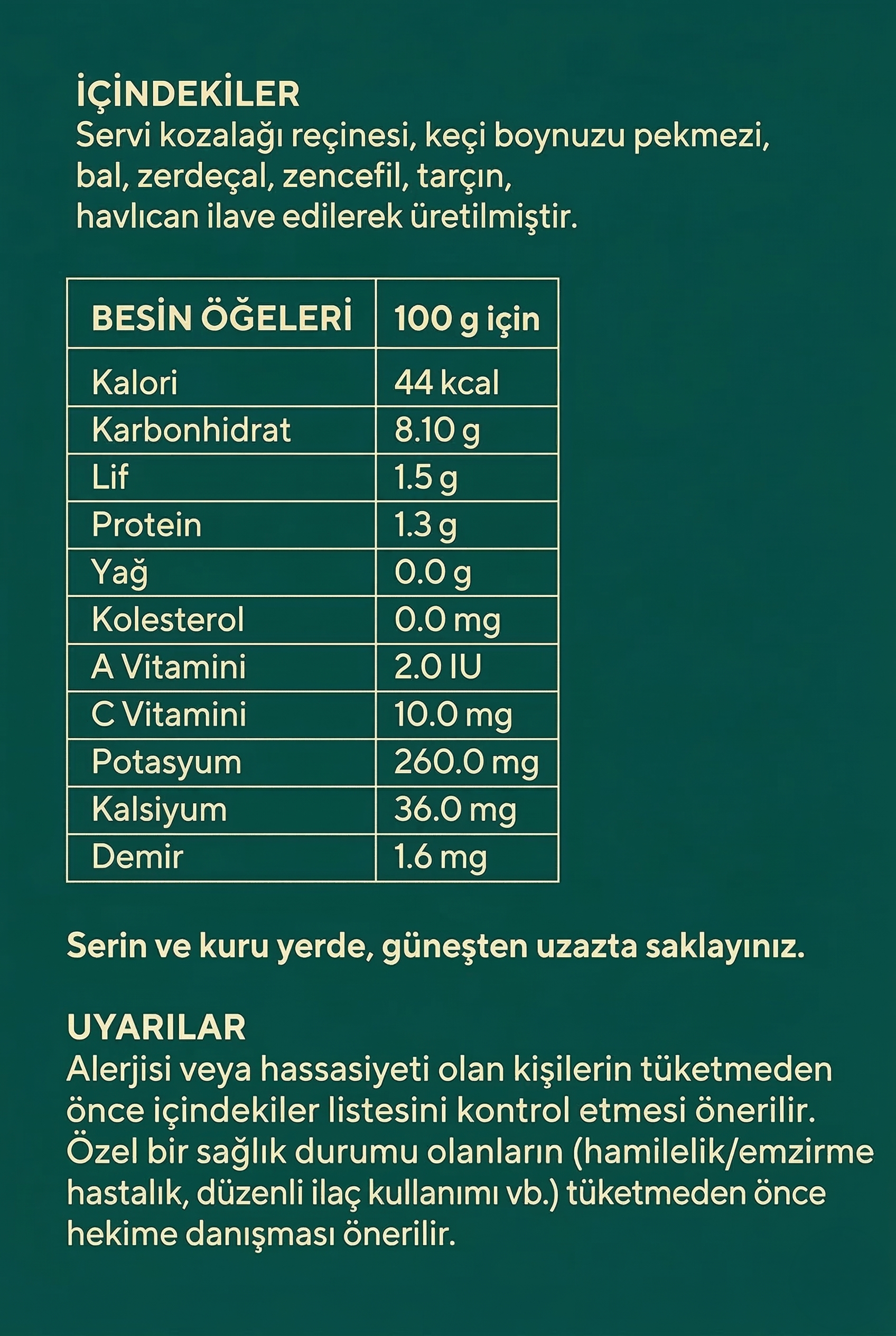 Kozalak Macunu İçindekiler
