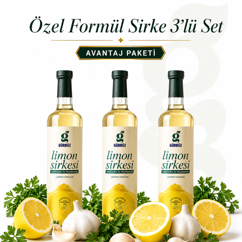 Limon-Sarımsak-Maydanoz Sirkesi 3’lü Avantaj Paketi
